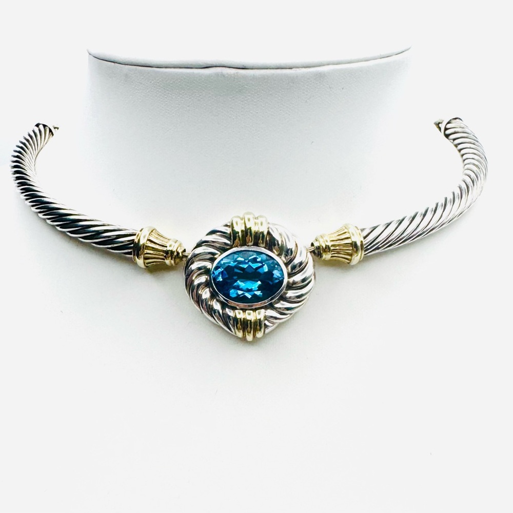 David Yurman Renaissance Choker Necklace With Topaz And Gold
